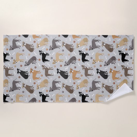 Pitbull Paws and Botten Beach Towel Strandlaken (Voorkant)