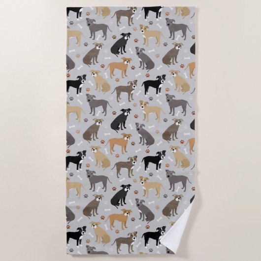 Pitbull Paws and Botten Beach Towel Strandlaken (Voorkant)