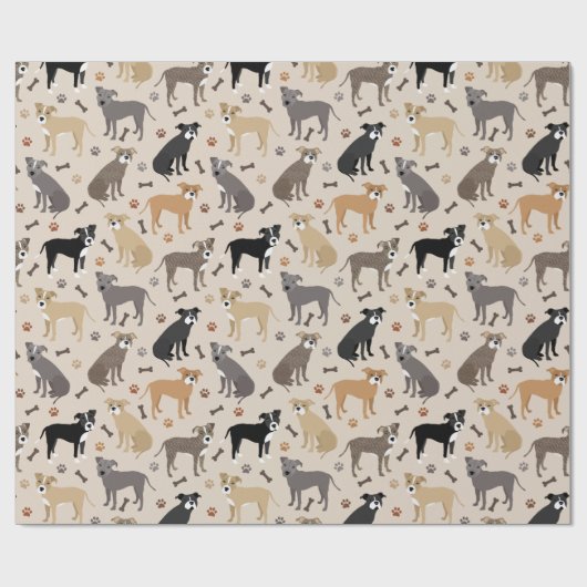 Pitbull Paws and Botten Wrapping Paper Cadeaupapier (Vlak)