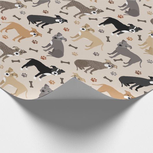 Pitbull Paws and Botten Wrapping Paper Cadeaupapier (Hoek)