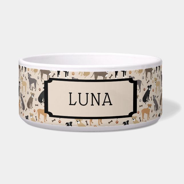 Pitbull Paws en Botten Dog Bowl Voerbakje (Voorkant)