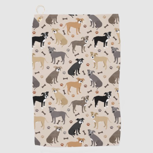 Pitbull Paws en Botten Golf Towel Golfhanddoek (Voorkant)