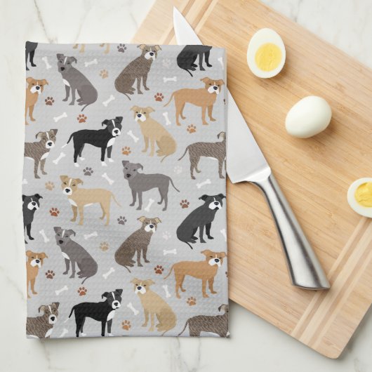 Pitbull Paws en Botten keukenhanddoeken (Quarter Fold)