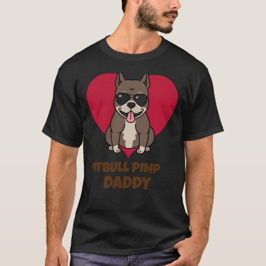 Pitbull Pimp Daddy Funny T-shirt (Voorkant)