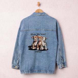 Pitbull Pit Bull Dog Breed Show Me Your Pitties Denim Jacket
