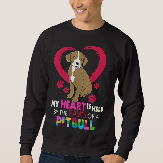 Pitbull Pit Bull Terrier Hart In De Paws Pitbull Trui (Voorkant)
