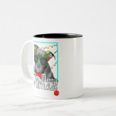 Pitbull-pit-kerstfeest voor feestmaal tweekleurige koffiemok (Voorkant links)