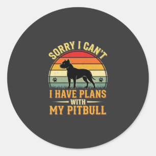 Pitbull Plannen Vintage Sunset Hond Liefhebber Ronde Sticker