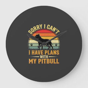 Pitbull Plannen Vintage Sunset Hondenliefhebber Grote Klok