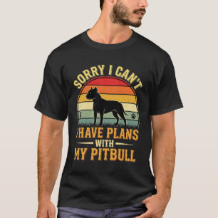 Pitbull Plannen Vintage Zonsondergang Hond Liefheb T-shirt