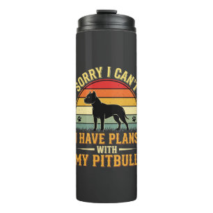 Pitbull Plannen Vintage Zonsondergang Hond Liefheb Thermosbeker