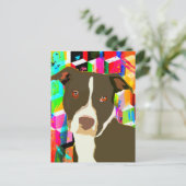 Pitbull Portret Pop Art Briefkaart (Staand voorkant)