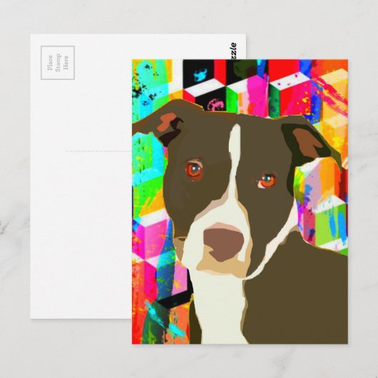 Pitbull Portret Pop Art Briefkaart (Voorkant / Achterkant)