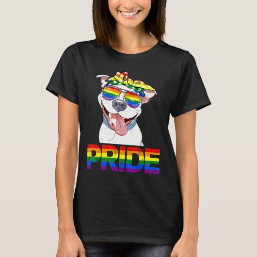 Pitbull Pride LGBT Pride Pitbull Lover Gay Lesbisc T-shirt (Voorkant)