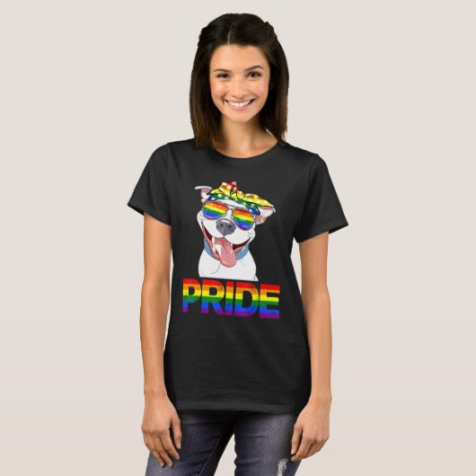 Pitbull Pride LGBT Pride Pitbull Lover Gay Lesbisc T-shirt (Voorkant volledig)