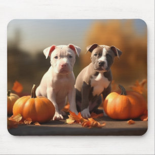 Pitbull Pup Herfst Plezier Pompoen Muismat