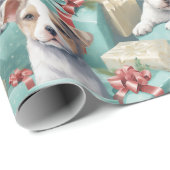 PitBull Puppies Pastel Modern Christmas Cadeaupapier (Rol Hoek)