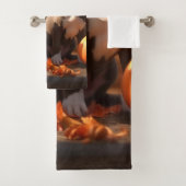 Pitbull Puppy Herfst Delight Pompoen Bad Handdoek (Insitu)