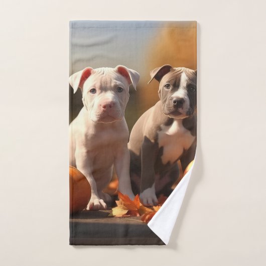 Pitbull Puppy Herfst Delight Pompoen Bad Handdoek (Handdoek)