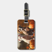 Pitbull Puppy Herfst Delight Pompoen Bagagelabel (Voorkant verticaal)