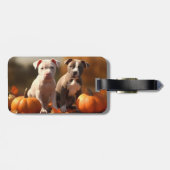 Pitbull Puppy Herfst Delight Pompoen Bagagelabel (Achterkant horizontaal)