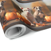 Pitbull Puppy Herfst Delight Pompoen Cadeaupapier (Rol Hoek)
