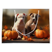 Pitbull Puppy Herfst Delight Pompoen Groot Cadeauzakje (Voorkant)