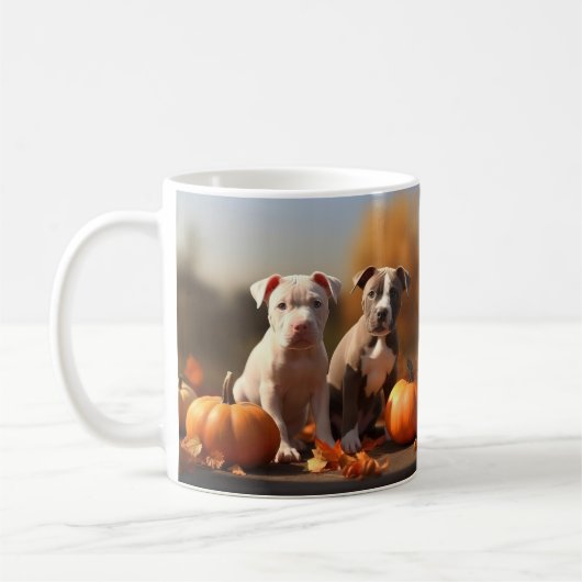 Pitbull Puppy Herfst Delight Pompoen Koffiemok (Links)