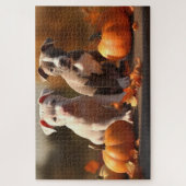 Pitbull Puppy Herfst Delight Pompoen Legpuzzel (Verticaal)