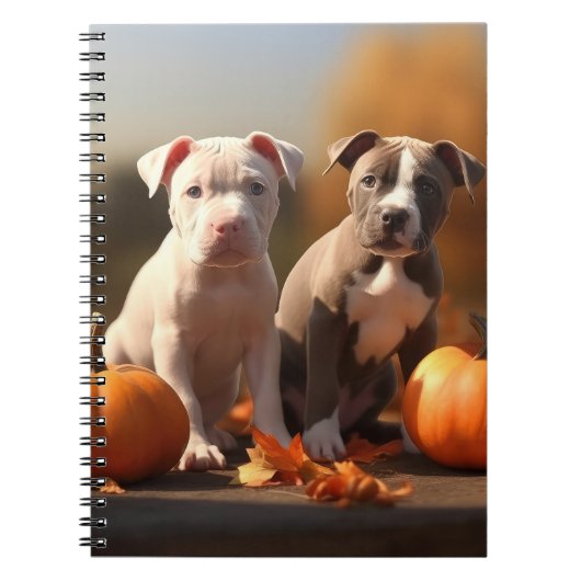 Pitbull Puppy Herfst Delight Pompoen Notitieboek (Voorkant)