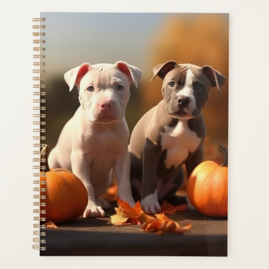 Pitbull Puppy Herfst Delight Pompoen Planner (Voorkant)