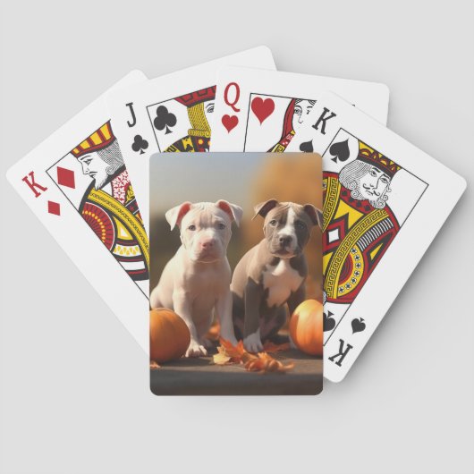 Pitbull Puppy Herfst Delight Pompoen Pokerkaarten (Achterkant)
