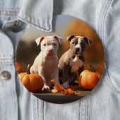 Pitbull Puppy Herfst Delight Pompoen Ronde Button 6,0 Cm (In situ)