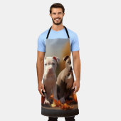 Pitbull Puppy Herfst Delight Pompoen Schort (Gedragen)