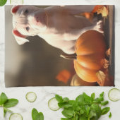 Pitbull Puppy Herfst Delight Pompoen Theedoek (Gevouwen)