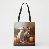 Pitbull Puppy Herfst Delight Pompoen Tote Bag (Voorkant)