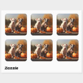 Pitbull Puppy Herfst Delight Pompoen Vierkante Sticker (Vel)