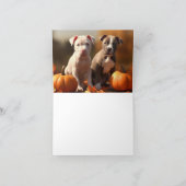 Pitbull Puppy Herfstplezier Pompoen Kaart (Binnen)