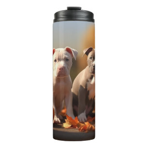 Pitbull Puppy Herfstplezier Pompoen  Thermosbeker