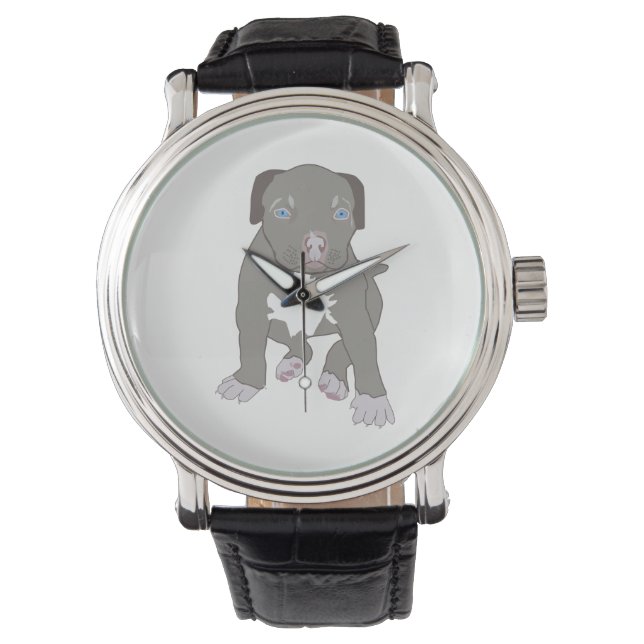 Pitbull Puppy Horloge (Voorkant)