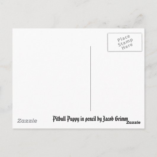 Pitbull Puppy op potlood 4 van Jacob Grimm Briefkaart (Achterkant)