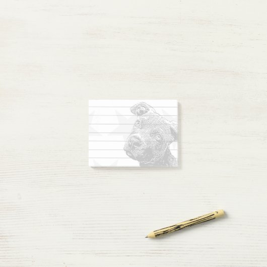 Pitbull puppy Post merkt op Post-it® Notes (Op bureau)