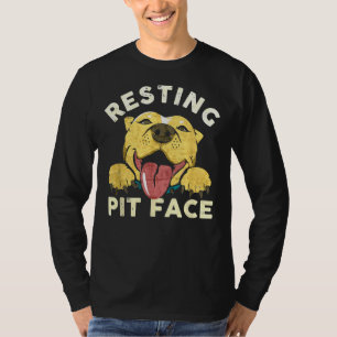 Pitbull Puppy Rust Pit Gezicht Grappig Verdrietig  T-shirt