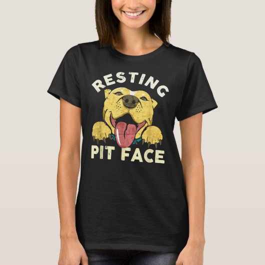 Pitbull Puppy Rust Pit Gezicht Grappig Verdrietig T-shirt (Voorkant)