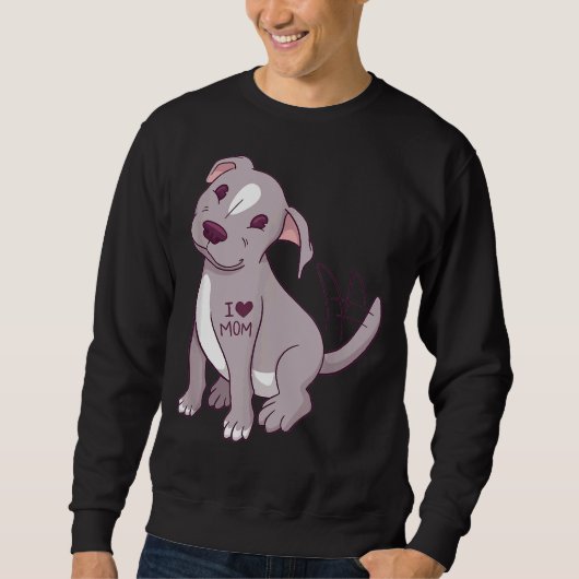 Pitbull Puppy Tattoo Ik Hart Mam Grappig Trui (Voorkant)