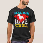 Pitbull Real Mannen Love Pitbull T-shirt (Voorkant)