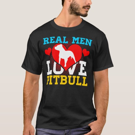 Pitbull Real Mannen Love Pitbull T-shirt (Voorkant)