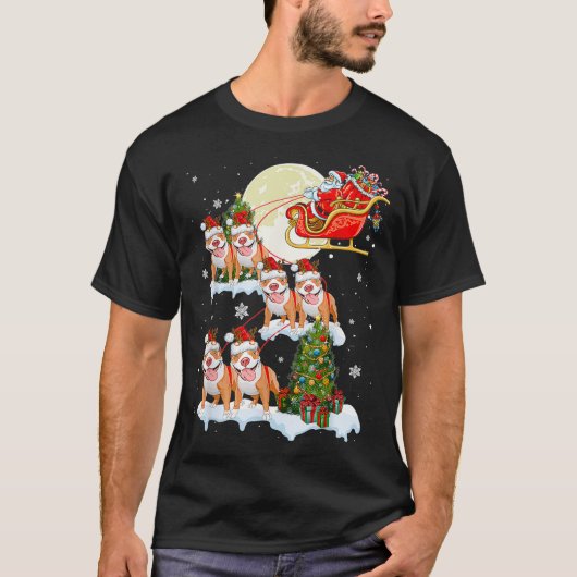 Pitbull Reindekerst Kerstkerstkerstkerststaartwond T-shirt (Voorkant)