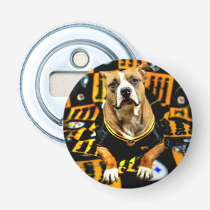 Pitbull Rescue Dog Football Fantaat Button Flesopener