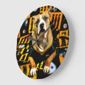 Pitbull Rescue Dog Football Fantaat Grote Klok (Hoek)